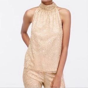 J Crew BLACK Sleeveless Lace Halter with tie neck s M